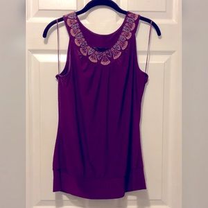 Like New. Embroidered Neck Tank